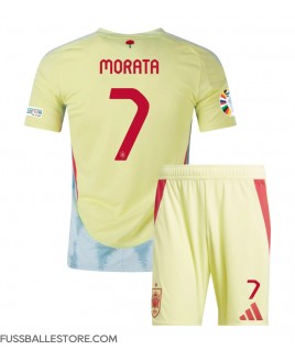 Günstige Spanien Alvaro Morata #7 Auswärts Trikotsatzt Kinder EM 2024 Kurzarm (+ Kurze Hosen)